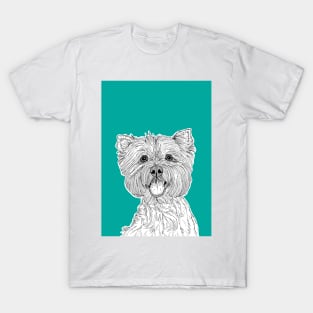 West Highland Terrier Dog Portrait ( teal background ) T-Shirt